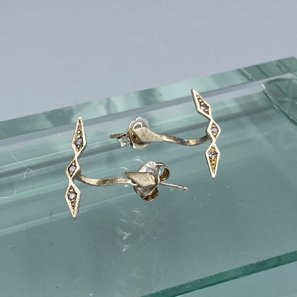 Vanessa Lianne Jewelry - Diamond Ear Jacket Silver Earrings 2 Ways to Wear